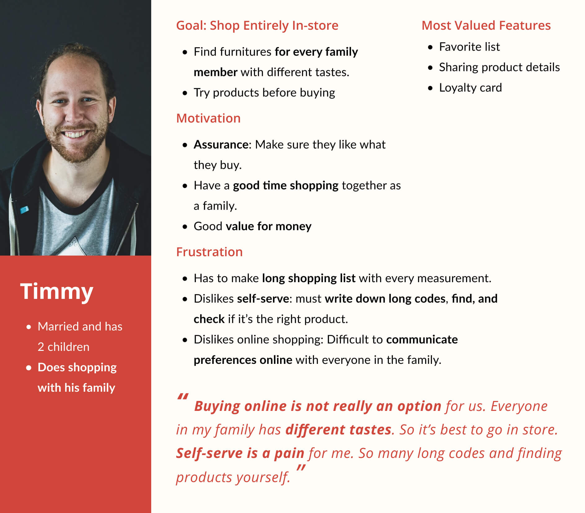 In-store user persona